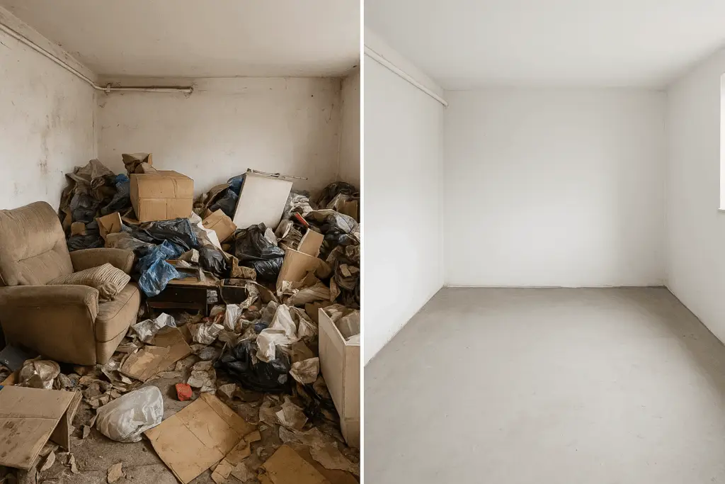 Vor und nach der Entrümpelung durch Raeumfix