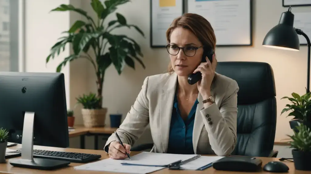 Mitarbeiterin am Telefon Räumfix-Marburg